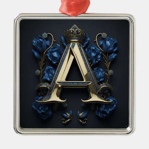 Royal Blue A Art Prin Metal Ornament