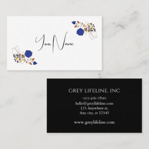 royal blue abstract floral bouquet business card