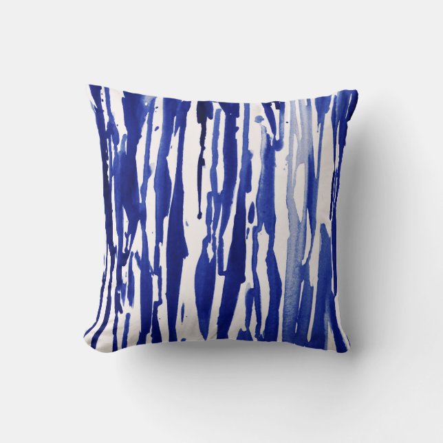 Royal Blue Abstract Stripes Throw Pillow (Front)