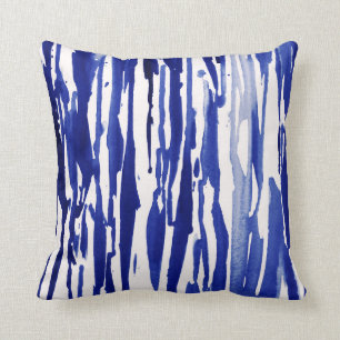 Royal Blue Abstract Stripes Throw Pillow