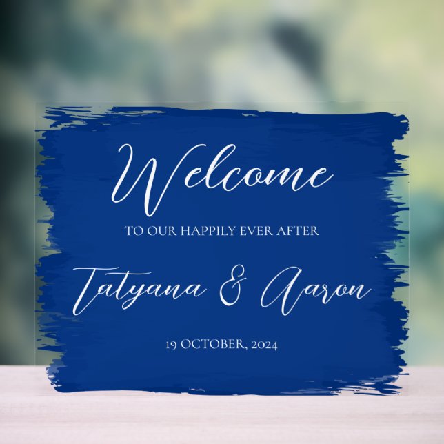 ROYAL BLUE ACRYLIC WELCOME SIGN HORZ (Neutral)