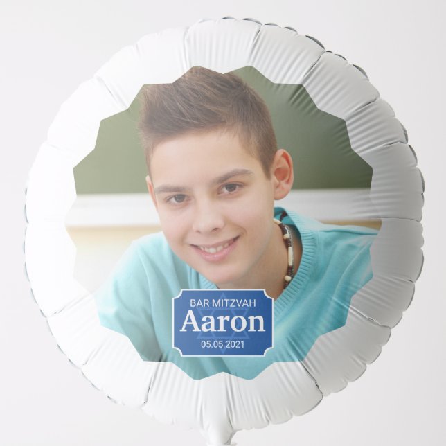 Royal Blue Add Your Own Custom Photo Bar Mitzvah Balloon (Front)