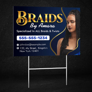 Royal Blue African Hair Braiding Photo Braid Salon Sign