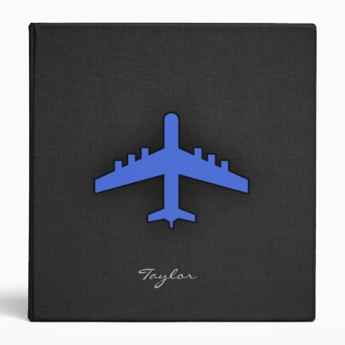 Royal Blue Airplane 3 Ring Binder