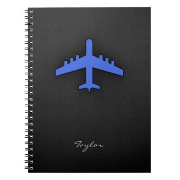 Royal Blue Airplane Notebook by ColorStock at Zazzle