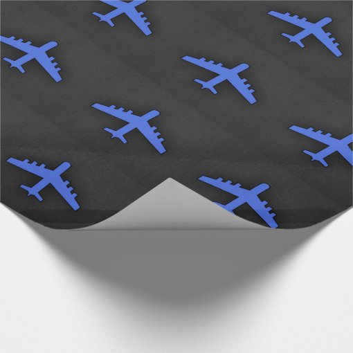 Royal Blue Airplane Wrapping Paper Zazzle