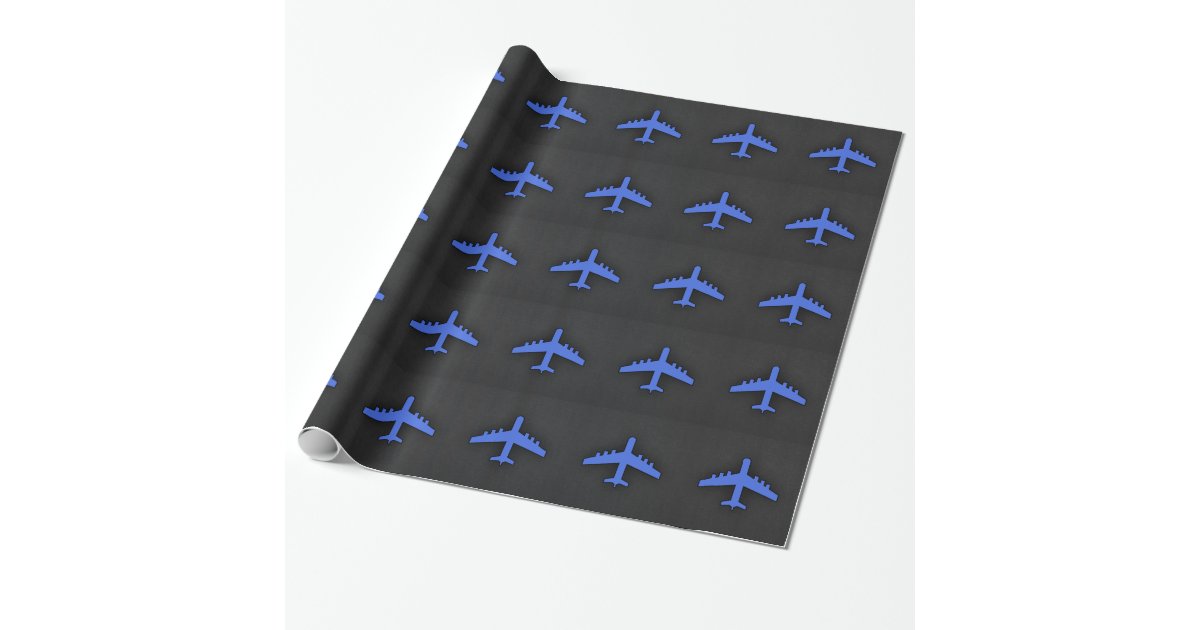Royal Blue Airplane Wrapping Paper Zazzle