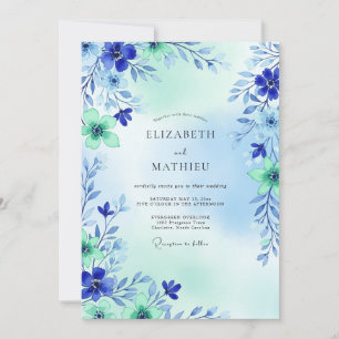 Royal Blue Airy Meadow Wedding Invitation