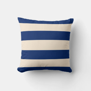 Royal Blue and Antique White Stripes Throw Pillow