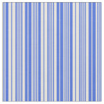 [ Thumbnail: Royal Blue and Beige Colored Lines Fabric ]