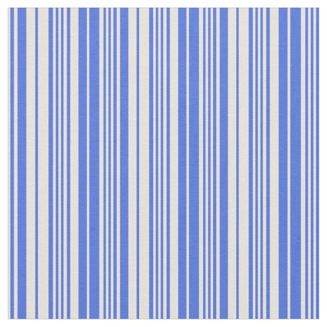 Royal Blue and Beige Colored Lines Fabric (Close Up)