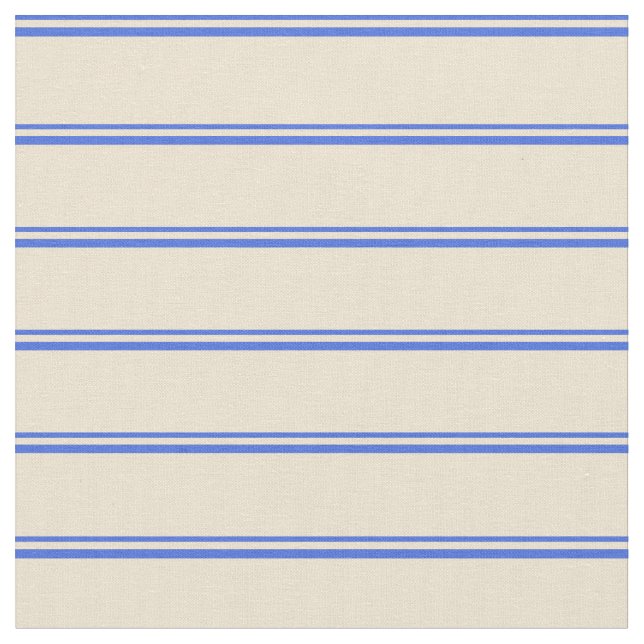 Royal Blue and Beige Colored Lines Fabric (Close Up)
