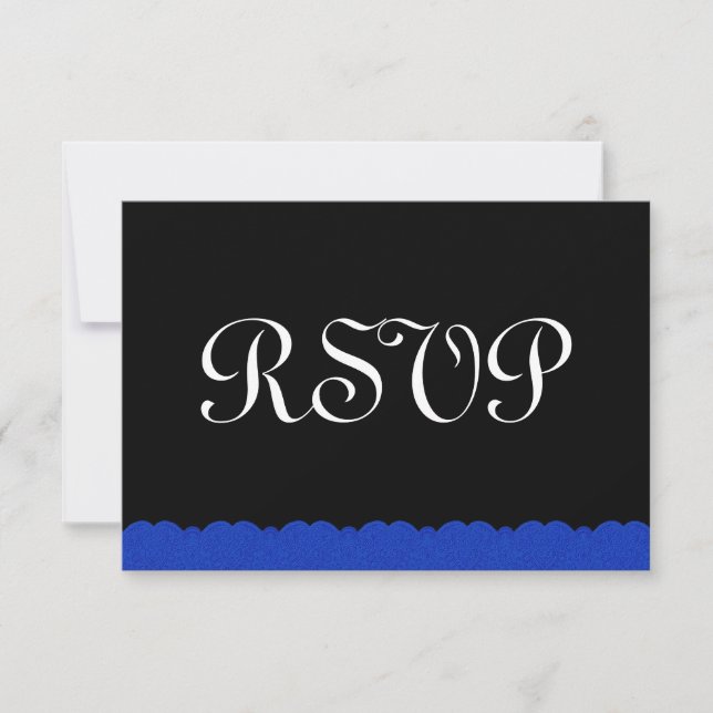 Royal Blue and Black  Lace RSVP Wedding Response (Front)