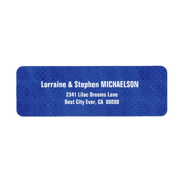 Royal Blue and Black Modern Op Art Dots S317 Label (Front)