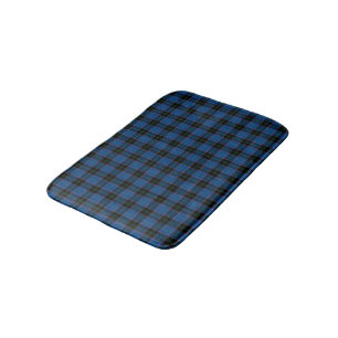 Royal Blue and Black Scottish Plaid Pattern Bathroom Mat