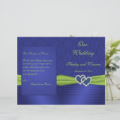 Royal Blue and Chartreuse Damask Wedding Program (Standing Front)