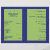 Royal Blue and Chartreuse Damask Wedding Program (Back)