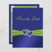 Royal Blue and Chartreuse Save the Date Postcard (Front/Back)