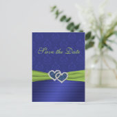 Royal Blue and Chartreuse Save the Date Postcard (Standing Front)