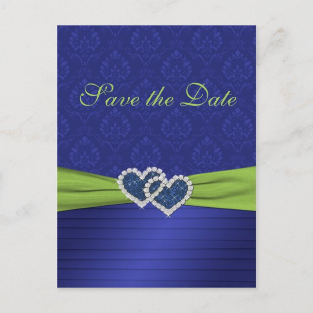 Royal Blue and Chartreuse Save the Date Postcard (Front)