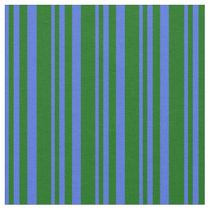 Royal Blue and Dark Green Colored Striped Pattern Fabric