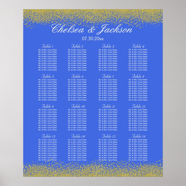 Royal Blue and Gold - 16 Seating Chart (Front)