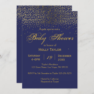 Royal Blue and Gold Baby Shower Invitation