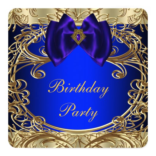 Royal Blue And Gold Birthday Invitations 2