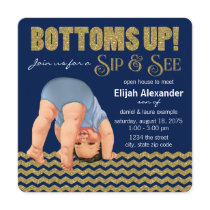 Royal Blue and Gold Boys Sip and See Invitation