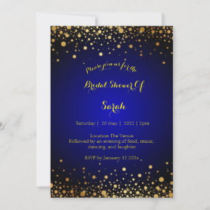 Royal Blue and Gold bridal shower wedding invite 