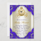 Royal Blue and Gold Carriage Prince Baby Shower Invitation (Back)