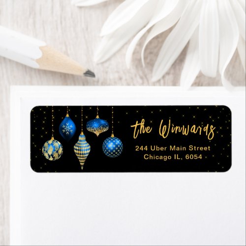 Royal Blue and Gold Christmas Ornaments Label
