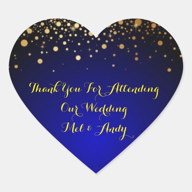 Royal Blue and Gold Customizable Wedding Stickers  (Front)