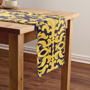 Royal Blue and Gold Damask Medium Table Runner