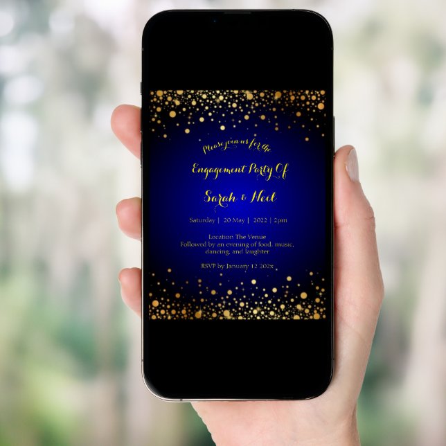 Royal Blue and Gold engagement party popular  Invitation (Front Digital)