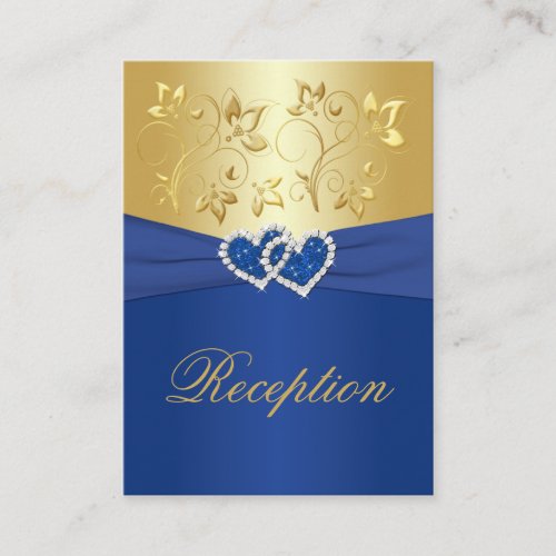 Royal Blue and Gold Floral Enclosure Card Business Cards