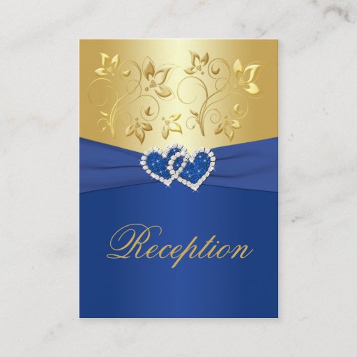 Customizable Royal Blue and Gold Floral Enclosure Card Business Cards