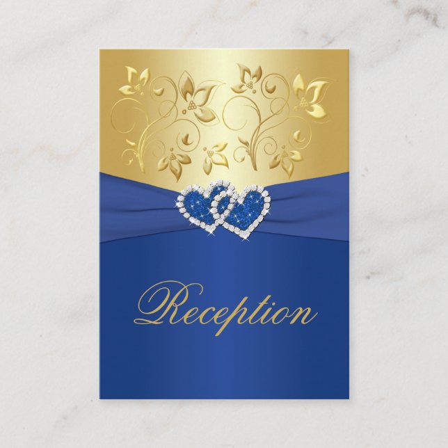 Royal Blue and Gold Floral Enclosure Card (Front)