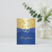 Royal Blue and Gold Floral Enclosure Card (Standing Front)