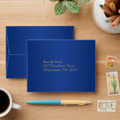 Royal Blue and Gold Floral Envelope fits RSVP (Desk)