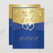 Royal Blue and Gold Floral Reply Card (Front/Back)