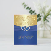 Royal Blue and Gold Floral Reply Card (Standing Front)