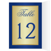Royal Blue and Gold Floral Table Number Card (Inside (Left))