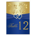 Royal Blue and Gold Floral Table Number Card