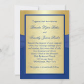 Royal Blue and Gold Floral Wedding Invitation (Back)