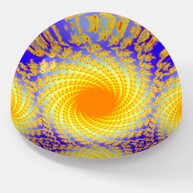Royal Blue and Gold Fractal Paperweight (Angled)