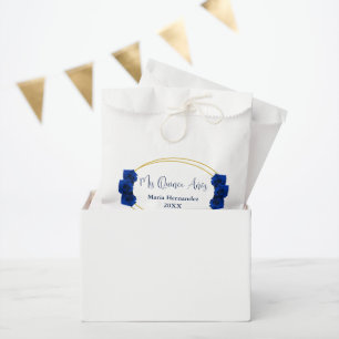 Royal Blue and Gold Geometric Quinceañera Favor Bag