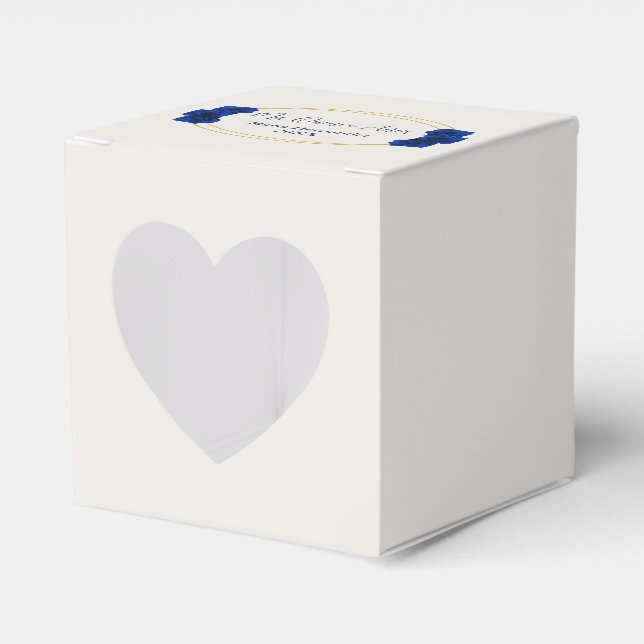 Royal Blue and Gold Geometric Quinceañera Favor Boxes (Front Side)