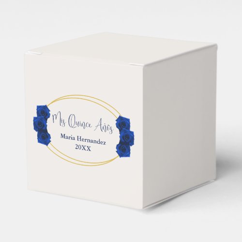 Royal Blue and Gold Geometric Quinceaera Favor Boxes