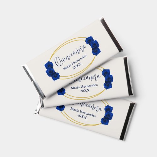 Royal Blue and Gold Geometric Quinceaera Hershey Bar Favors
